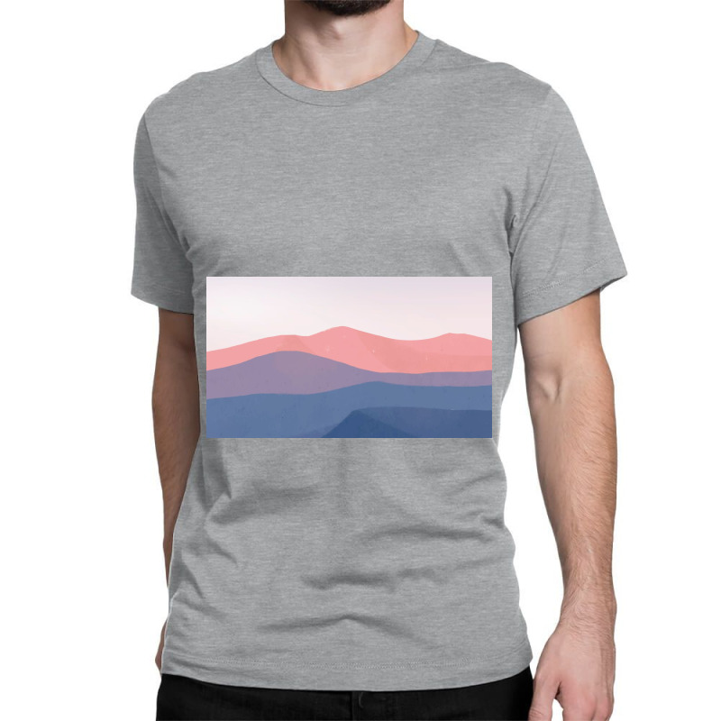 Blue And Pink Mountain Classic T-shirt by ElaineABernard | Artistshot