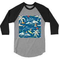 Blue Tropical Island 3/4 Sleeve Shirt | Artistshot