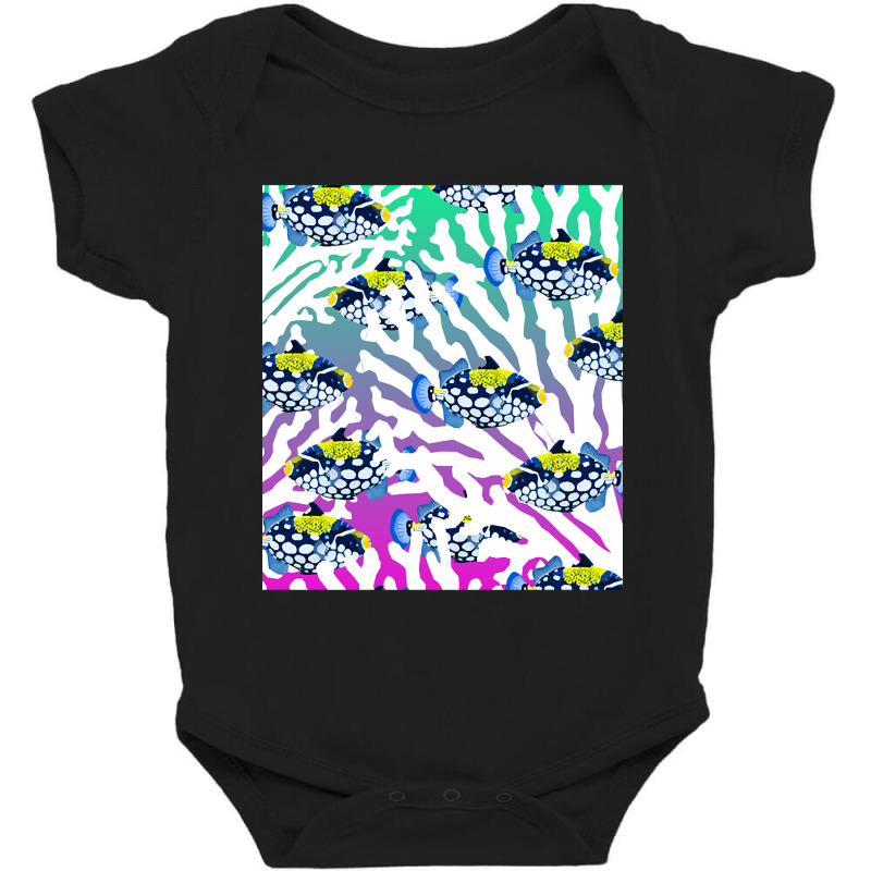 Clown Triggerfish Group (balistoides) With Colorful Pattern - Coral Re Baby Bodysuit by webberkyla | Artistshot