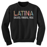 Latina Educated Powerful Proud Women's Latinx Leopard Print T Shirt Youth Sweatshirt | Artistshot