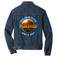 Makanda Illinois Il Total Solar Eclipse 2024  3  T Shirt Men Denim Jacket | Artistshot