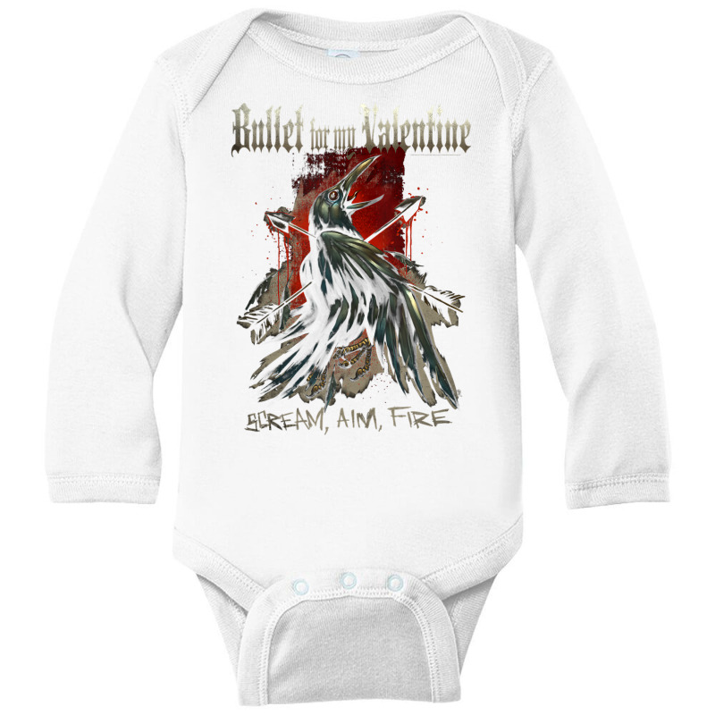 Bullet For My Valentine – Scream Aim Fire Crow Long Sleeve Baby Bodysuit by Aliceartist | Artistshot