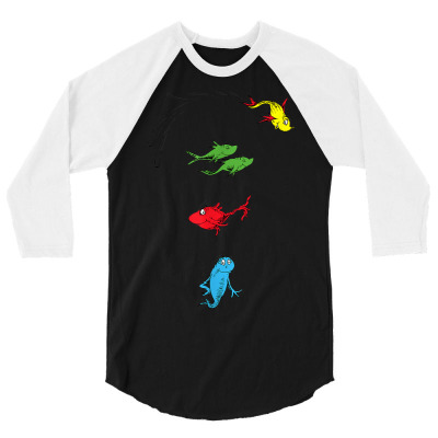 Two Fish Red Fish Blue Fish 3/4 Sleeve Shirt Designed By Bariteau Hannah