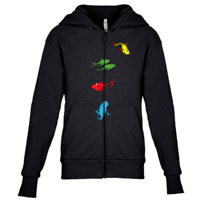 Two Fish Red Fish Blue Fish Youth Zipper Hoodie Designed By Bariteau Hannah