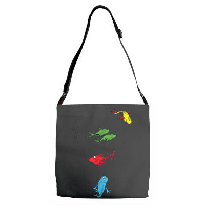 Two Fish Red Fish Blue Fish Adjustable Strap Totes Designed By Bariteau Hannah