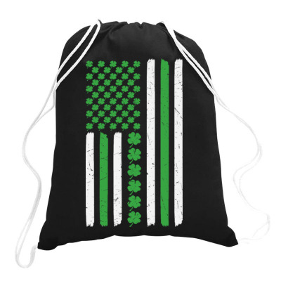 American Flag St Patricks Day Drawstring Bags Designed By Bariteau Hannah