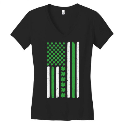 American Flag St Patricks Day Women's V-neck T-shirt Designed By Bariteau Hannah