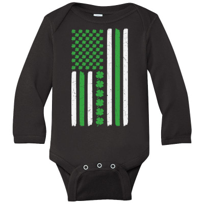 American Flag St Patricks Day Long Sleeve Baby Bodysuit Designed By Bariteau Hannah