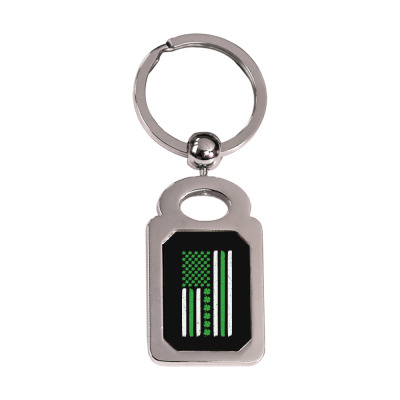 American Flag St Patricks Day Silver Rectangle Keychain Designed By Bariteau Hannah