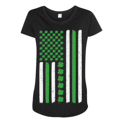American Flag St Patricks Day Maternity Scoop Neck T-shirt Designed By Bariteau Hannah