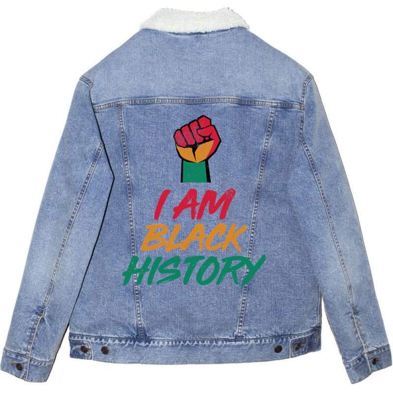 Pan African- I Am Black History Fist Design Unisex Sherpa-lined Denim Jacket | Artistshot