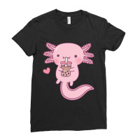 Cute Axolotl Drinking Bubble Tea Ladies Fitted T-shirt | Artistshot