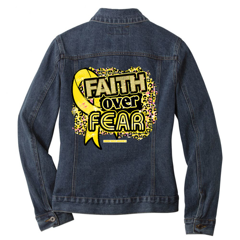 Endometriosis Awareness  Ribbon Faith Over Fear Leopard Gift For Endom Ladies Denim Jacket by brumfieldportillo7vlpq8 | Artistshot