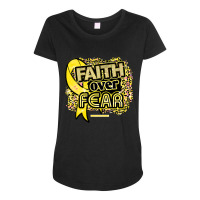 Endometriosis Awareness  Ribbon Faith Over Fear Leopard Gift For Endom Maternity Scoop Neck T-shirt | Artistshot