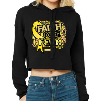 Endometriosis Awareness  Ribbon Faith Over Fear Leopard Gift For Endom Cropped Hoodie | Artistshot