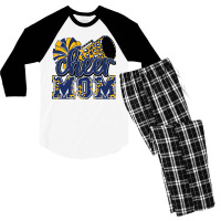 Cheer Mom Navy Leopard Cheer Poms   Megaphone Men's 3/4 Sleeve Pajama Set | Artistshot