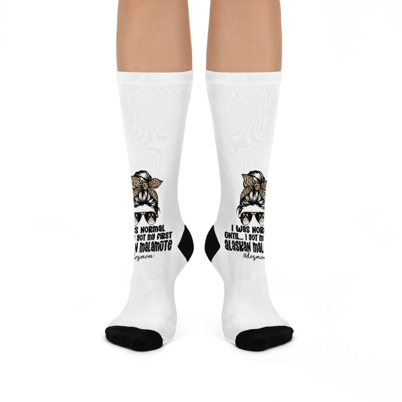 Normal Until Got My Alaskan Malamute Leopard Bandana Funny T Shirt Crew Socks | Artistshot