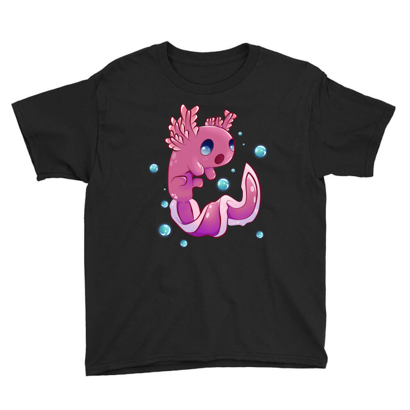 Cute Cartoon Axolotl With Bubbles Youth Tee by Min08 | Artistshot