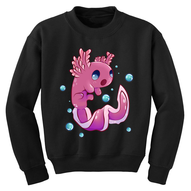 Cute Cartoon Axolotl With Bubbles Youth Sweatshirt by Min08 | Artistshot