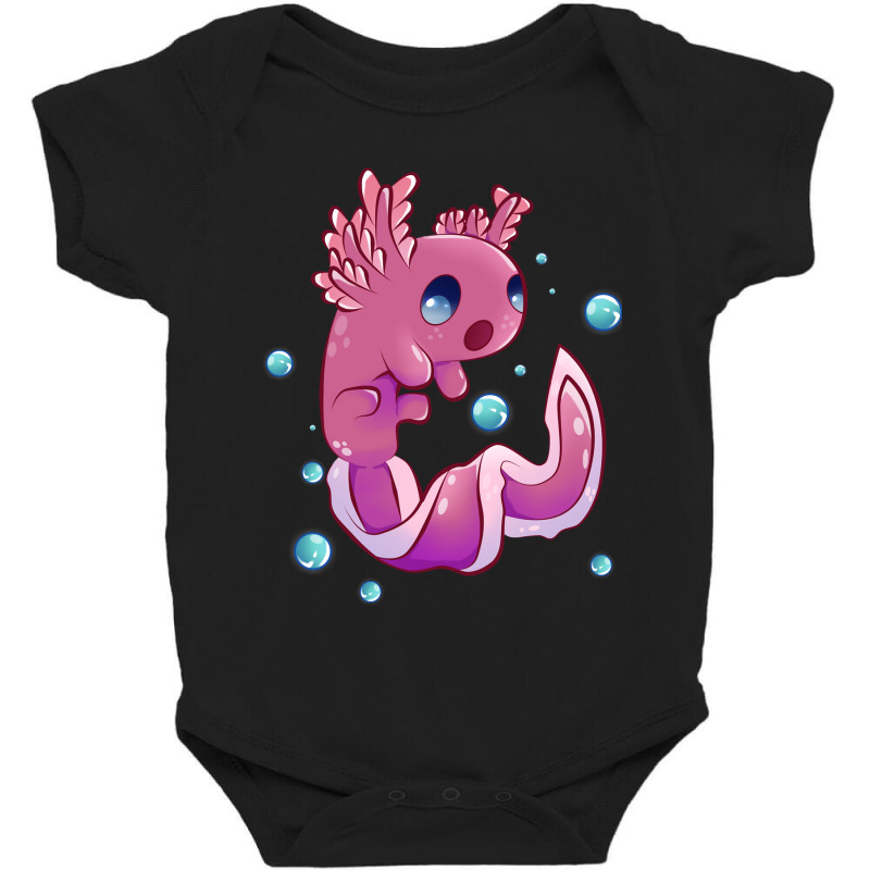 Cute Cartoon Axolotl With Bubbles Baby Bodysuit by Min08 | Artistshot