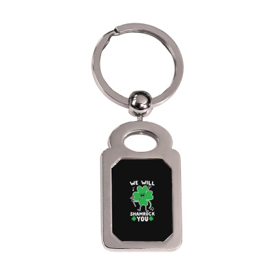 We Will Shamrock You Silver Rectangle Keychain Designed By Bariteau Hannah