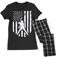 American Usa Flag Baseball  Distressed Hooded Top Gift Women's Pajamas Set | Artistshot