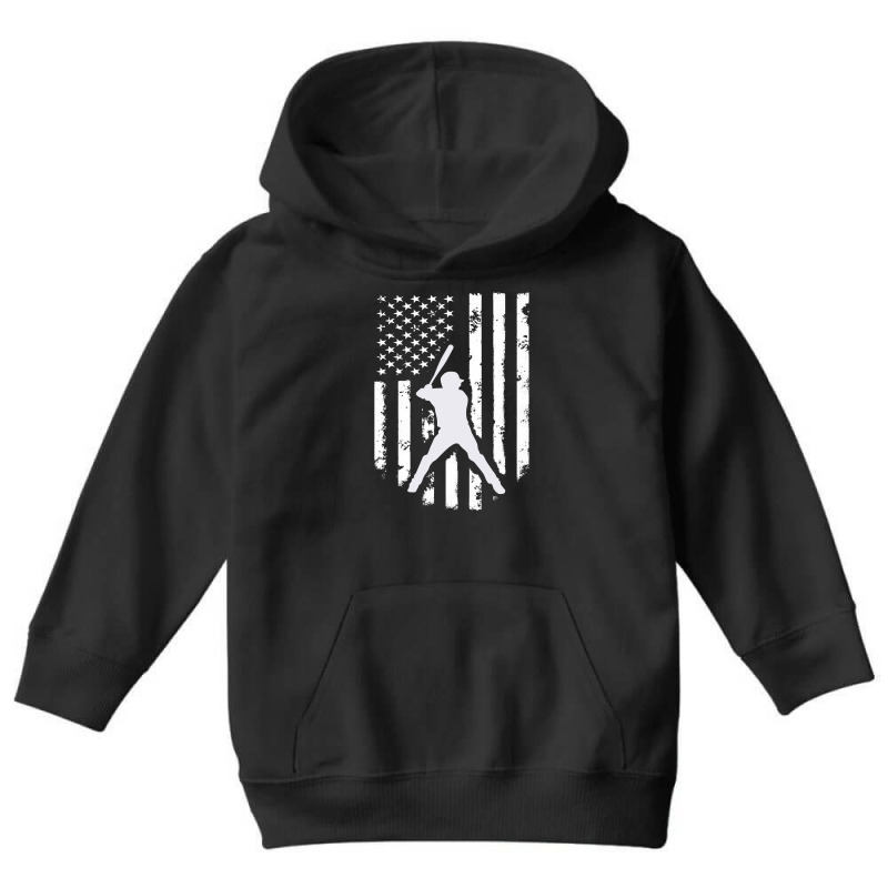 American Usa Flag Baseball  Distressed Hooded Top Gift Youth Hoodie by HANANELArtist | Artistshot