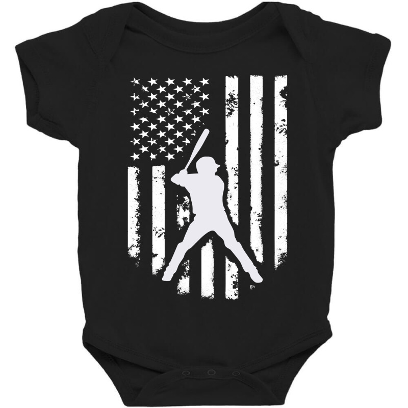 American Usa Flag Baseball  Distressed Hooded Top Gift Baby Bodysuit by HANANELArtist | Artistshot