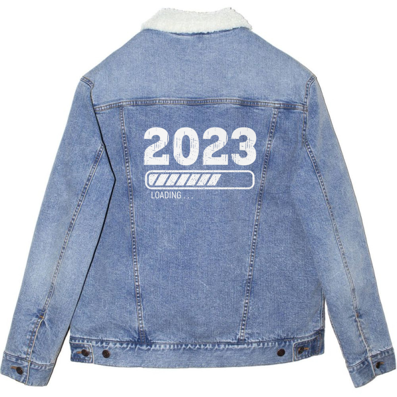 2023 Loading Happy New Year Funny New Year's Eve Party Unisex Sherpa-lined Denim Jacket | Artistshot