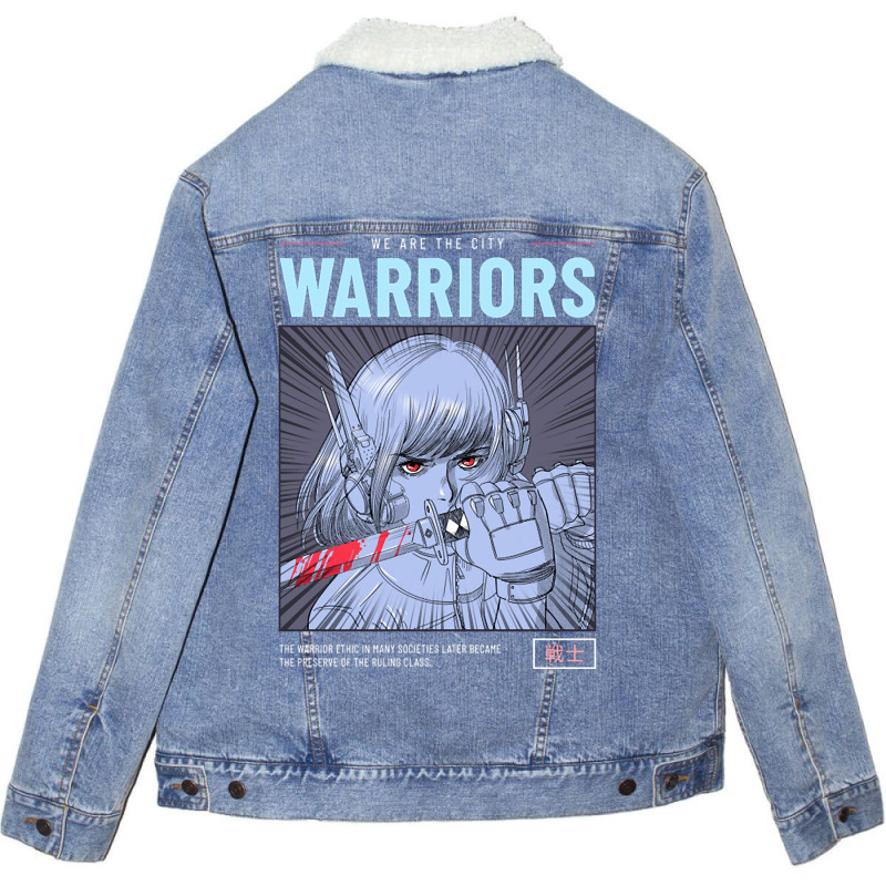 Anime Manga Warrior Woman Samurai Unisex Sherpa-lined Denim Jacket | Artistshot