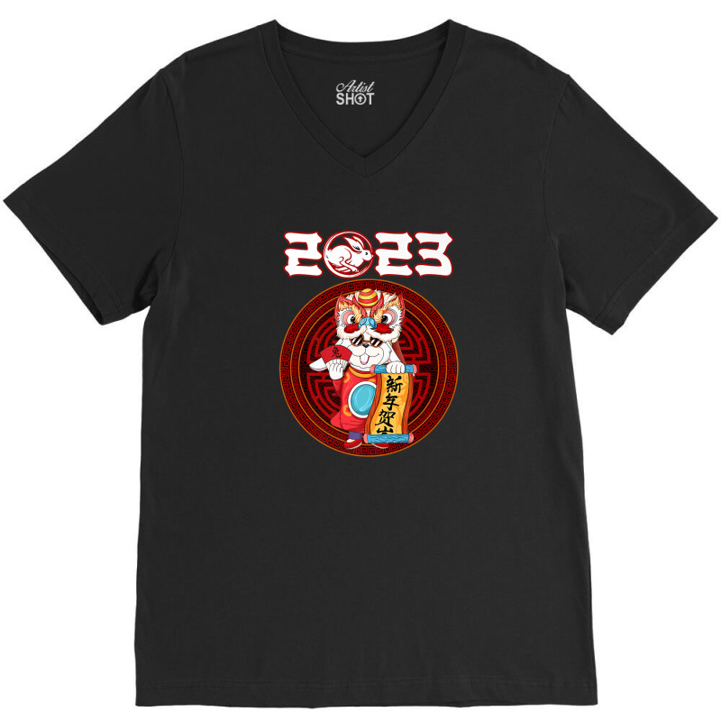 Happy New Year 2023 Yin Yan Chinese 12 Zodiac Rabbit V-neck Tee | Artistshot