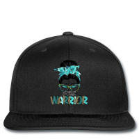 Women Messy Bun Teal Ribbon Pcos Warrior Printed Hat | Artistshot