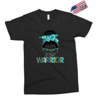 Women Messy Bun Teal Ribbon Pcos Warrior Exclusive T-shirt | Artistshot