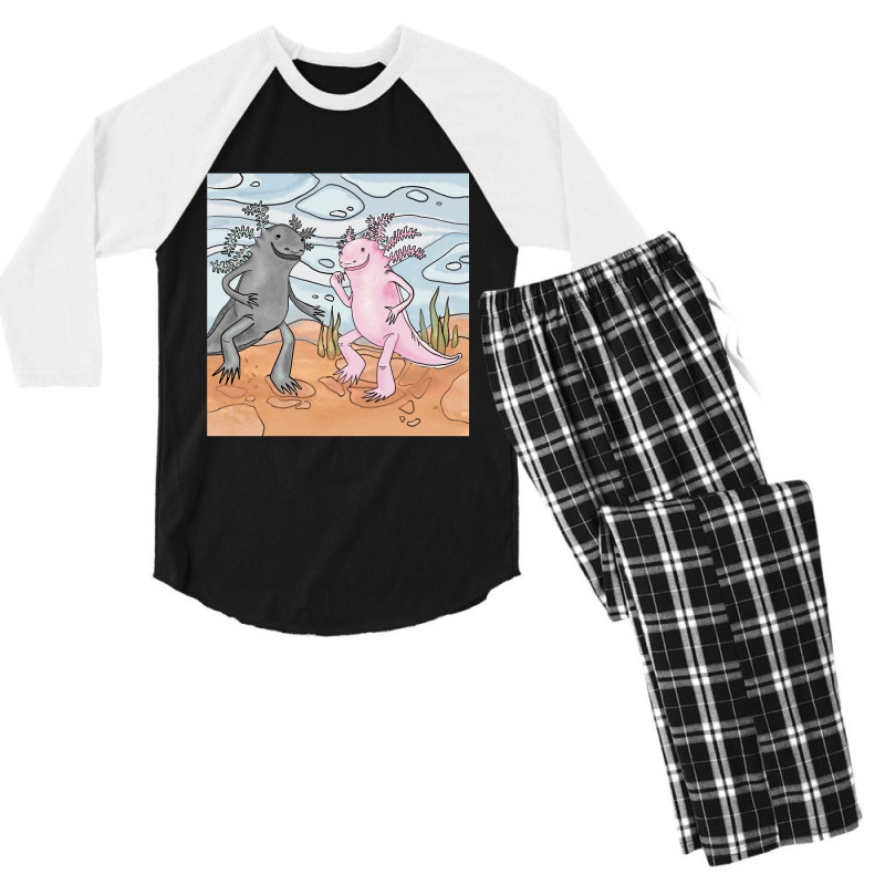 Happily Dancing Axolotles In Their Natural Habitat Men's 3/4 Sleeve Pajama Set by Min08 | Artistshot