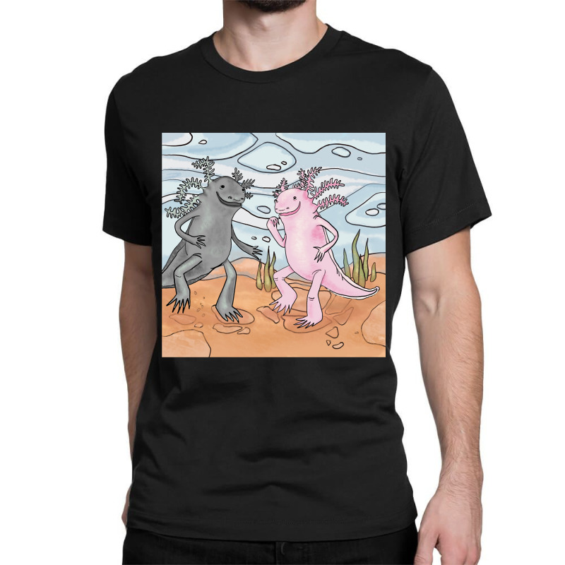 Happily Dancing Axolotles In Their Natural Habitat Classic T-shirt by Min08 | Artistshot