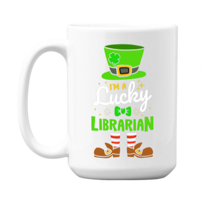 Lucky Librarian Shamrock Luck 15 Oz Coffee Mug Designed By Bariteau Hannah