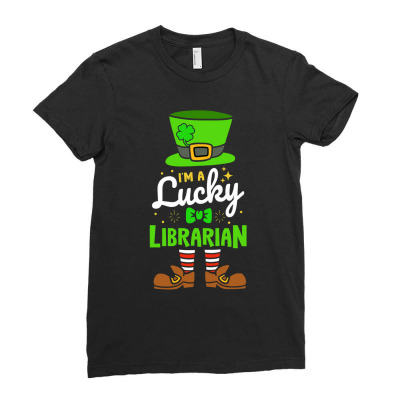 Lucky Librarian Shamrock Luck Ladies Fitted T-shirt Designed By Bariteau Hannah