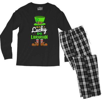 Lucky Librarian Shamrock Luck Men's Long Sleeve Pajama Set Designed By Bariteau Hannah