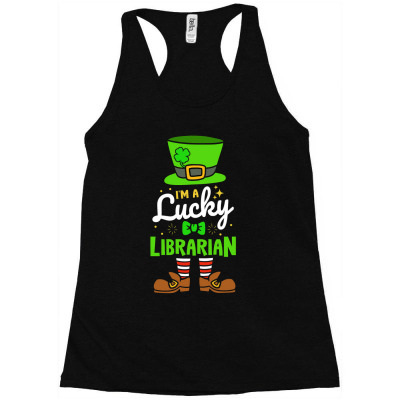 Lucky Librarian Shamrock Luck Racerback Tank Designed By Bariteau Hannah