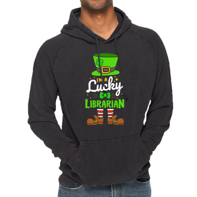 Lucky Librarian Shamrock Luck Vintage Hoodie Designed By Bariteau Hannah