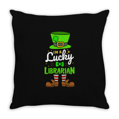 Lucky Librarian Shamrock Luck Throw Pillow Designed By Bariteau Hannah