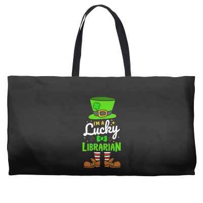 Lucky Librarian Shamrock Luck Weekender Totes Designed By Bariteau Hannah