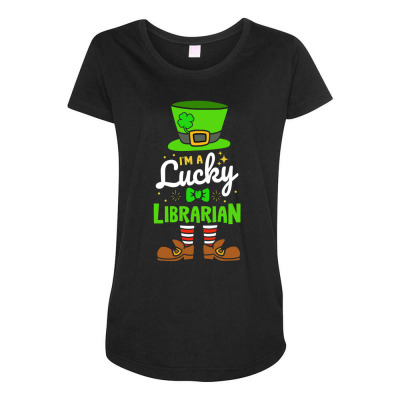 Lucky Librarian Shamrock Luck Maternity Scoop Neck T-shirt Designed By Bariteau Hannah