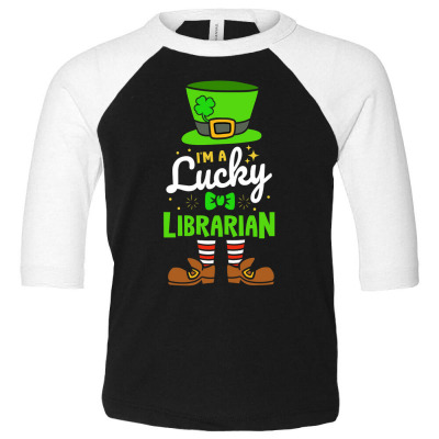 Lucky Librarian Shamrock Luck Toddler 3/4 Sleeve Tee Designed By Bariteau Hannah