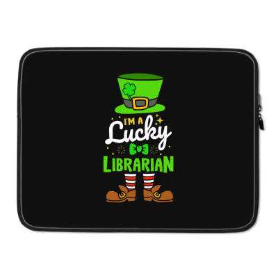Lucky Librarian Shamrock Luck Laptop Sleeve Designed By Bariteau Hannah