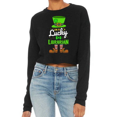 Lucky Librarian Shamrock Luck Cropped Sweater Designed By Bariteau Hannah