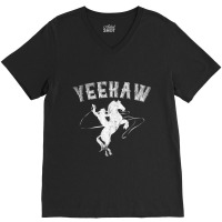 Funny Western Gift Horse Bull Riding Rodeo Yeehaw Cowboy V-neck Tee | Artistshot