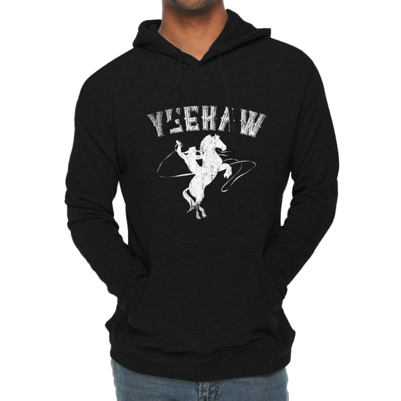 Funny Western Gift Horse Bull Riding Rodeo Yeehaw Cowboy Lightweight Hoodie by behindcedar22 | Artistshot