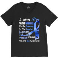 I Wear Blue For Als Awareness Support Als Warrior Gifts V-neck Tee | Artistshot