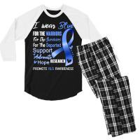 I Wear Blue For Als Awareness Support Als Warrior Gifts Men's 3/4 Sleeve Pajama Set | Artistshot